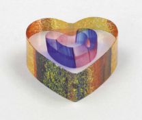 Herz Bertil Vallien für Kosta Boda, Schweden. Farbloses Glas mit eingeschmolzenen dünnen Folien in