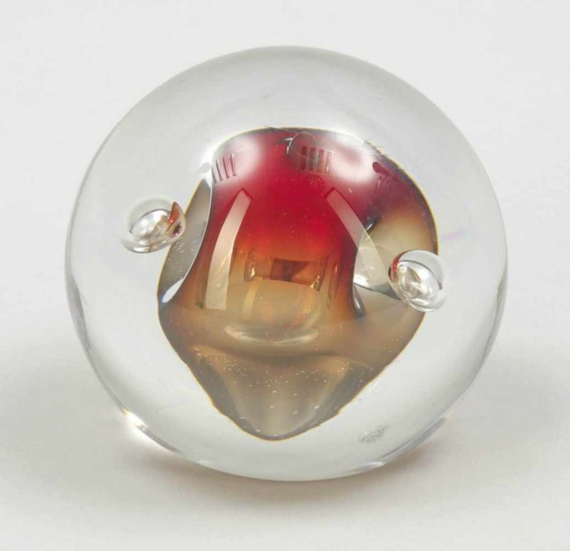 Paperweight Skräddare Hanne Dreutler für Studio Ahus Schweden 1979. Farbloses Glas mit großer - Bild 2 aus 2