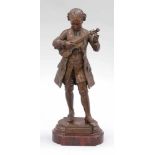 Leon Grégoire 1840 - 1890 - "Mozart" - Bronze. Braun patiniert. Roter Marmorsockel. H. o./m. Sockel: