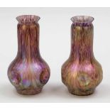 Vasenpaar vierfach eingedrückt Wilhelm Kralik Sohn, Eleonorenhain 1930er Jahre. Opakweißes Glas, mit