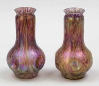 Vasenpaar vierfach eingedrückt Wilhelm Kralik Sohn, Eleonorenhain 1930er Jahre. Opakweißes Glas, mit