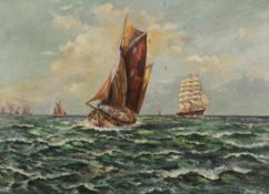 H. von Jensen Künstler des 20. Jahrhunderts - Schiffe zur See - Öl/Lwd. 65 x 90 cm. Sign. r. u.: