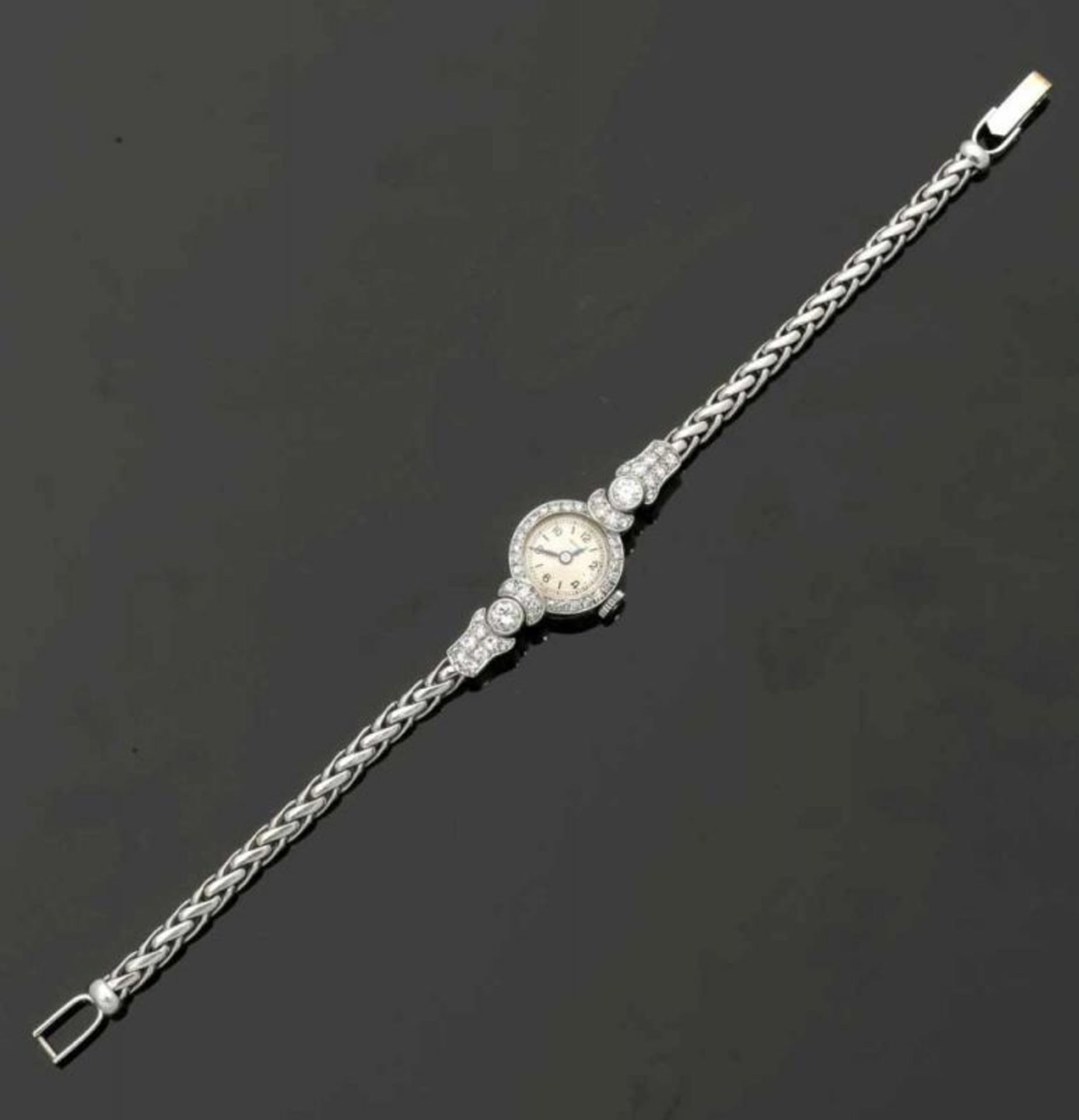 Damenarmbanduhr mit Diamanten A Lady's diamond watch Fa. Glycine Watch Co., Schweiz 585er WG, - Bild 3 aus 4