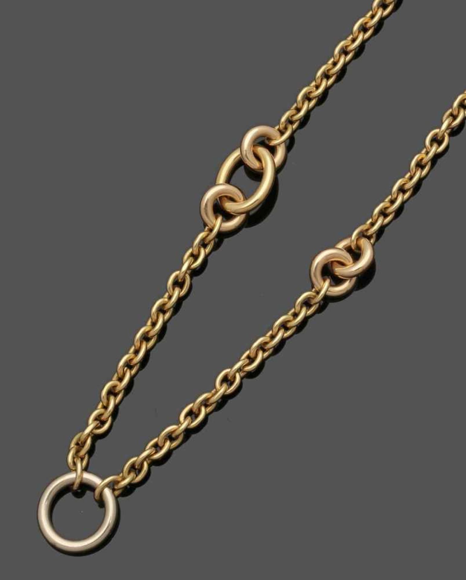 Modisches Goldcollier A modern golden necklace Fa. Pomellato, Italien. 750er GG, gestemp. L. 42