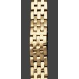 Goldenes Uhrenarmband 750er GG, gestemp. L. 15,5 cm. B. 1,5 cm. Gew.: 58,1 g. Leichte Tragespuren.