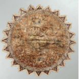Täbriz Aserbeidschan, 1. Hälfte 20. Jahrhundert. Seide. D. 126 cm. Im kreisrunden Zentrum ein auf