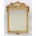 Barock-Spiegel Um 1800. Holz, gefasst. 108 x 63,5 x 4 cm. Mit godronierten Leisten sowie mit