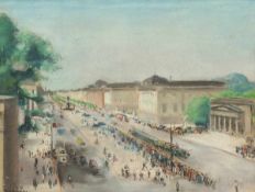 Paul Paeschke 1875 Berlin - 1943 Berlin - Unter den Linden - Pastellkreiden/Papier. 36 x 48 cm.