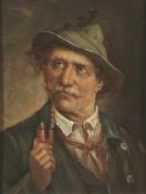 J. van Dooren Künstler des 20. Jahrhunderts - Pfeife rauchender Bauer - Öl/Holz. 28 x 22 cm. Sign.