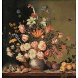 Künstler des 17/18. Jahrhunderts - Blumenstilleben Kupfer/Öl. 19,7 x 20 cm. Rahmen. In der Tradition
