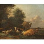Albert Jansz Klomp 1618 Amsterdam - 1688 Amsterdam - Hirte mit Vieh vor einer Kate - Öl/Lwd. 33 x 40