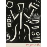 A. R. Penck 1939 Dresden - 2017 Zürich " Konzept G " Multiple/Papier. 14 x 10 cm. Sign. r. u.: A. R.
