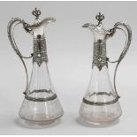 Paar seltene Karaffen Koch & Bergfeld/Bremen, um 1890. 800er Silber. Glas. Punzen: Herst.-Marke,