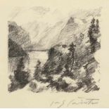 Lovis Corinth 1858 Tapiau - 1925 Amsterdam - "Bergsee" - Lithografie/Papier. 16,3 x 17,5 cm, 21 x 21