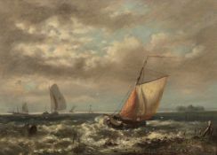Abraham (I) Hulk 1813 London - 1897 Zevenaar, Niederlande - Segelboote vor der Küste bei Sturm -