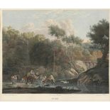 Kupferstecher um 1800 - "Un Gué" - Kolor. Kupferstich. 27,5 x 34 cm. 31 x 35 cm (