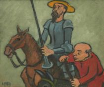 Kurt Scheele 1905 Frankfurt/Main - 1944 Smolensk - Don Quijote und Sancho Panza - Öl/Karton. 38,5