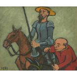 Kurt Scheele 1905 Frankfurt/Main - 1944 Smolensk - Don Quijote und Sancho Panza - Öl/Karton. 38,5