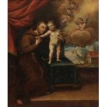 Künstler des 18. Jahrhunderts - Der Hl. Antonius von Padua mit dem Christuskind - Öl/Lwd. Doubl. (
