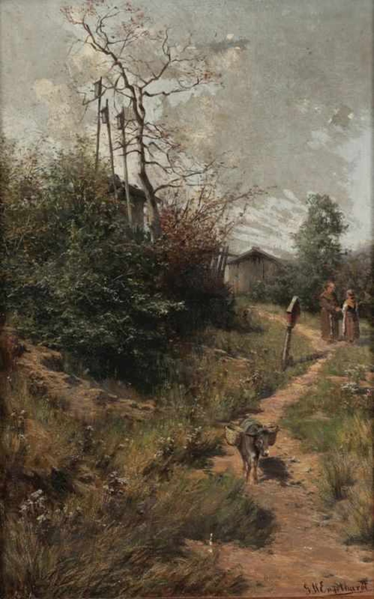 Georg Hermann Engelhardt 1823 Mühlhausen/Thüringen - 1883 Charlottenburg - Wanderpfad in den Alpen -