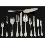 117tlg. Besteck / Silverware Wilkens/Bremen. 800er Silber. Punzen: Herst.-Marken, 800, Halbmond/