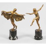 H. Gimbel Künstler des 20. Jahrhunderts - Zwei Art Déco-Tänzerinnen - Bronze (2). Gold patiniert.