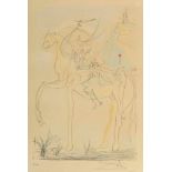 Salvador Dalí 1904 Figueras - 1989 Figueras - "Couple à cheval" (Paar zu Pferde) - Kolorierte