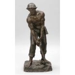 Henri Louis Levasseur 1853 Paris - 1934 Paris - Bergmann - Bronze. Braun patiniert. H. 72 cm. Auf