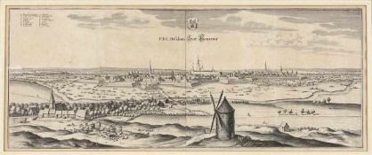 Kaspar Merian 1627 Frankfurt - 1686 Holland - "F.B.L. Residentz Statt Hannover" - Radierung. Drei