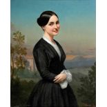 Hippolyte Ravergie 1815 Paris - nach 1855 - "Madame Ravergie" - Öl/Holz. 44 x 34 cm. Sign. und