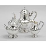 3tlg. Kaffeeservice / Coffee Pot Hénin & Cie/Paris/Frankreich, um 1900. 950er Silber. Punzen: