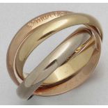 Trinity-Ring von Cartier Fa. Cartier, Schweiz. 750er GG/WG/RG, gestemp. Punzierung: Cartier,