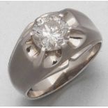 Brillantring von ca. 1,7 ct WG, ungestemp. 1 Brillant ca. 1,7 ct (w/pI). Ringgr. 54. Gew.: 10,2 g.