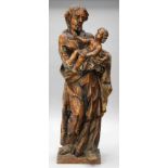 Barocker Bildschnitzer des 17./18. Jahrhunderts - Heiliger Josef mit dem Christuskind - Holz. Fein