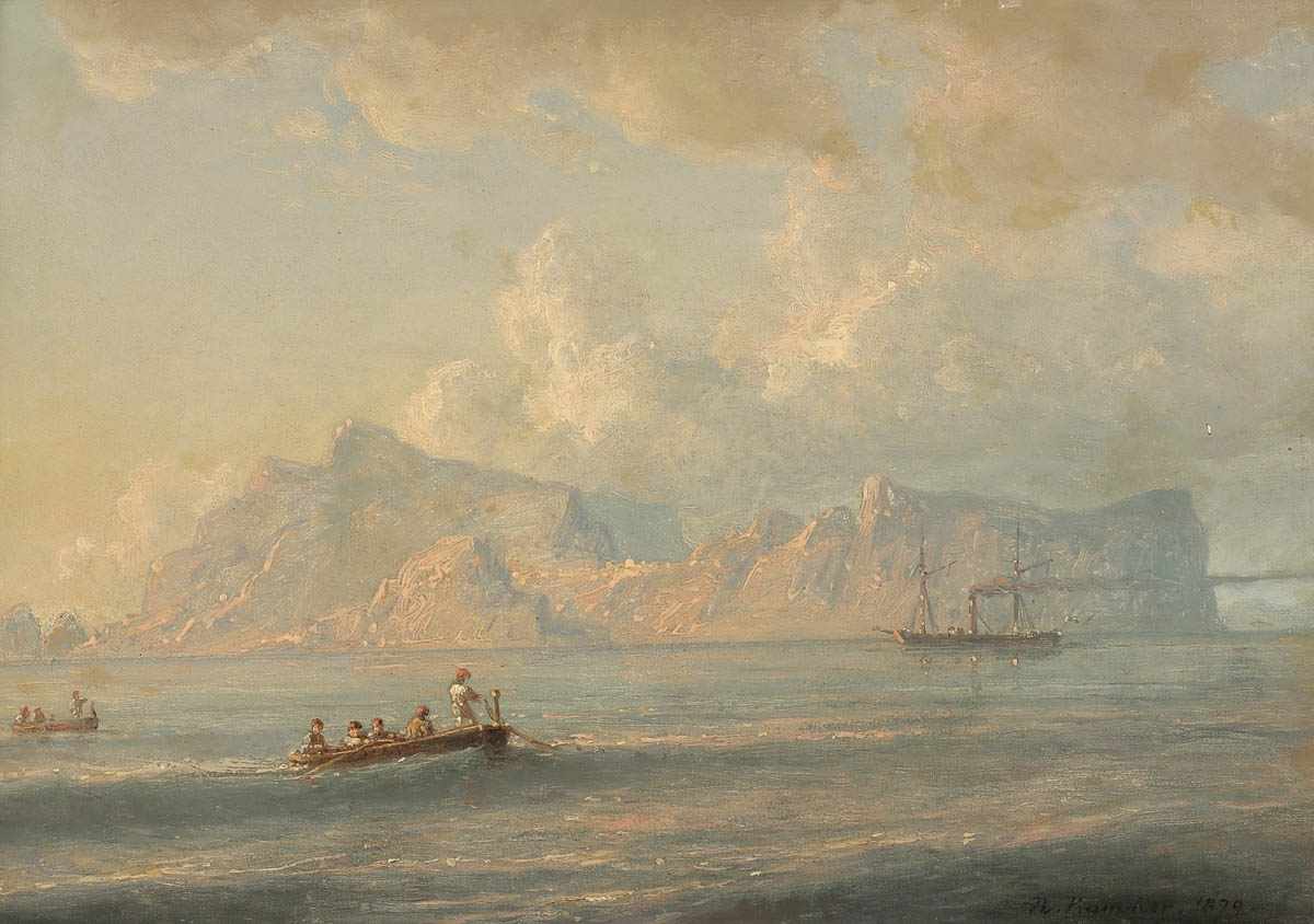 Carl Robert Kummer 1810 Dresden - 1889 Dresden - Segelschiff vor Capri - Öl/Holz. 23,5 x 34,5 cm.