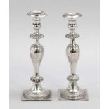 Paar Biedermeier Tafelleuchter / Candle Sticks Carl Friedrich Korock/Breslau, um 1840. 800er Silber.