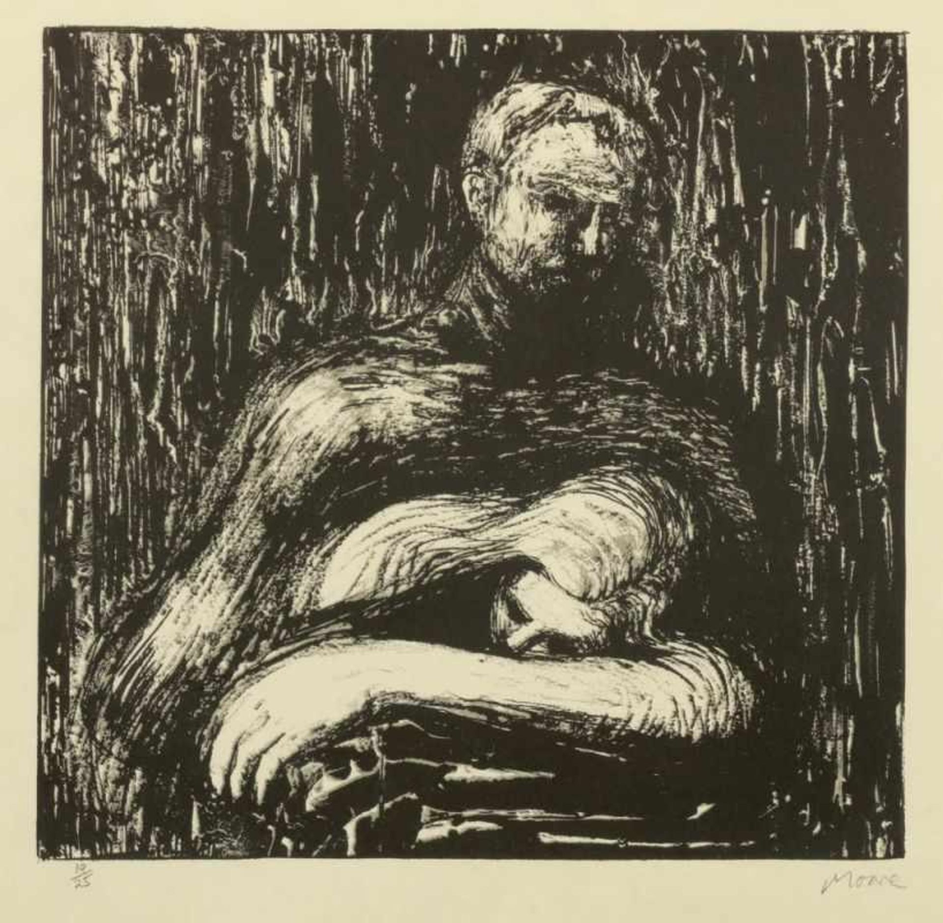 Henry Moore 1898 Castleford - 1986 Much Hadham - Lullaby D - Lithografie. 19/25. 29 x 30 cm. 41 x 40