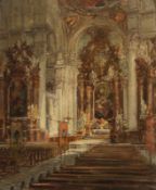 Otto Hamel 1866 Erfurt - 1950 Lohr - Kircheninterieur - Öl/Lwd. 85 x 71 cm. Sign. r. u.: Otto Hamel.