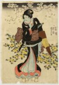 Utagawa Kuniyoshi Edo 1798 - 1861 - "Yakusha-e" - Farbholzschnitt. 37 x 25,5 cm. Im Stock bez. M.