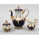 3tlg. Kaffeeset Königliche und Staatliche Porzellan Manufaktur, Meissen 1850-1924. - B-Form -