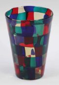 Vase Pezzato Venini, Murano 2002. Unterschiedlich große Rechtecke aus grüne, blauem, rotem und