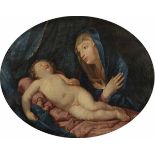Italienischer Künstler des späten 17. Jahrhunderts - Madonna mit Kind - Öl/Lwd. 73 x 91 cm. Rahmen.