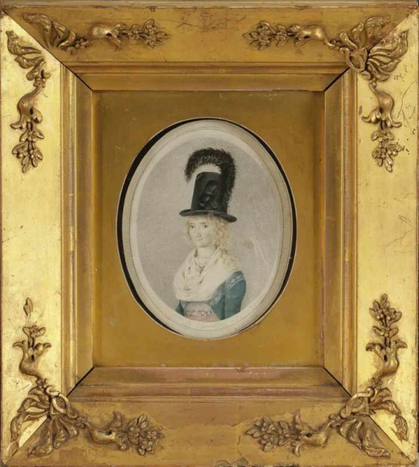 Mathias Moeller Henrichsen 1768 Nysted auf Laaland - 1807 Kopenhagen - Dame mit Hut - Mischtechnik/