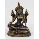 Bekrönte Shyama Tara Tibet, 19. Jahrhundert oder früher. Bronze. H. 16 cm. Auch bekannt als grüne