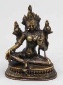 Bekrönte Shyama Tara Tibet, 19. Jahrhundert oder früher. Bronze. H. 16 cm. Auch bekannt als grüne