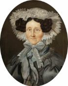 Porträtmaler des Biedermeier - Bildnis der Anna Margaretha Kessler - Öl/Lwd. 62 x 50 cm. Partiell