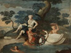 Künstler des 18. Jahrhunderts Französische Schule - Leda und der Schwan - Öl/Lwd. 53 x 71 cm.