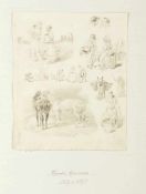 Theodor Hosemann 1809 - 1875 attr. - Figurenstudien - Bleistift/Papier. 17, 5 x 14 cm. 19 x 16 cm (