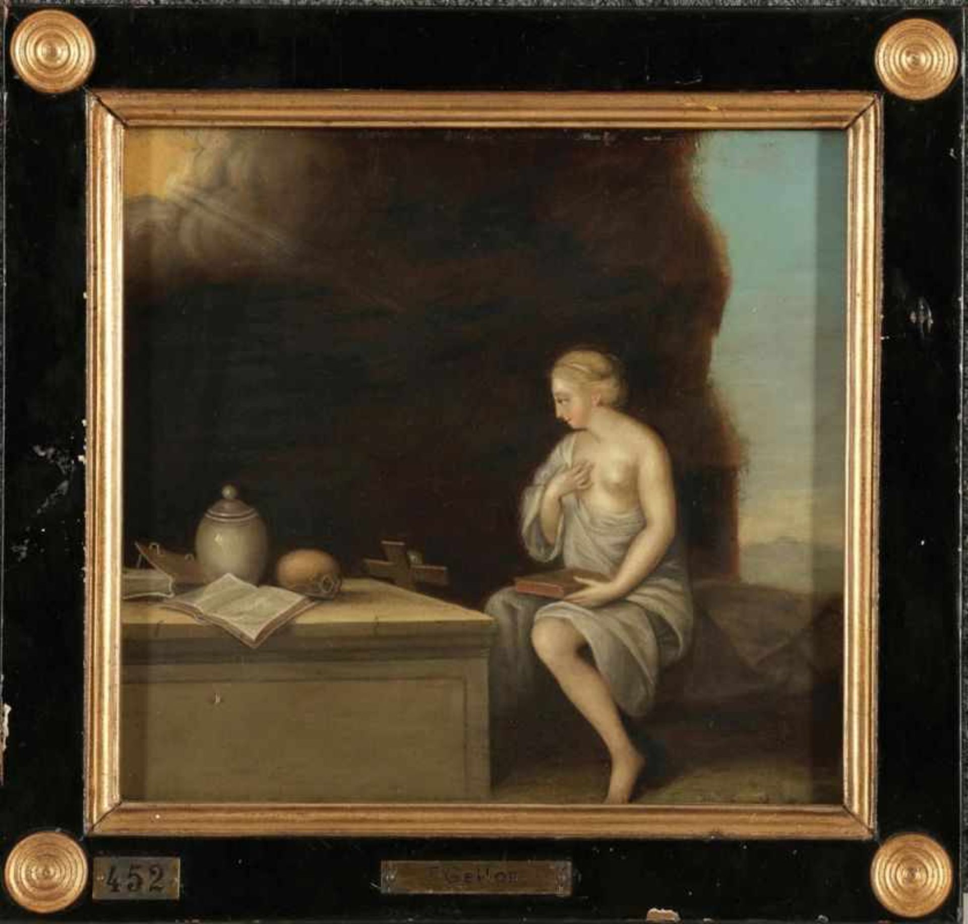 Toussaint Gelton um 1630 Flandern - 1680 Kopenhagen - Maria Magdalena - Öl/Kupfer. 18,5 x 20 cm.