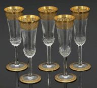 5 Champagnerflöten - Thistle Gold Verreries & Cristalleries de Saint Louis, France. Farbloses